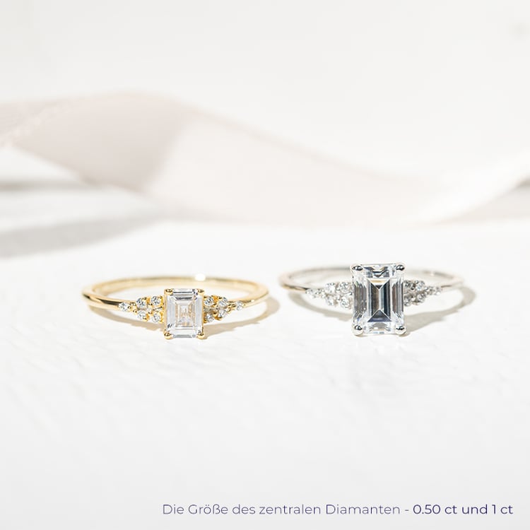 Verlobungsring mit einem Diamanten in Emerald-Form Adva 127101