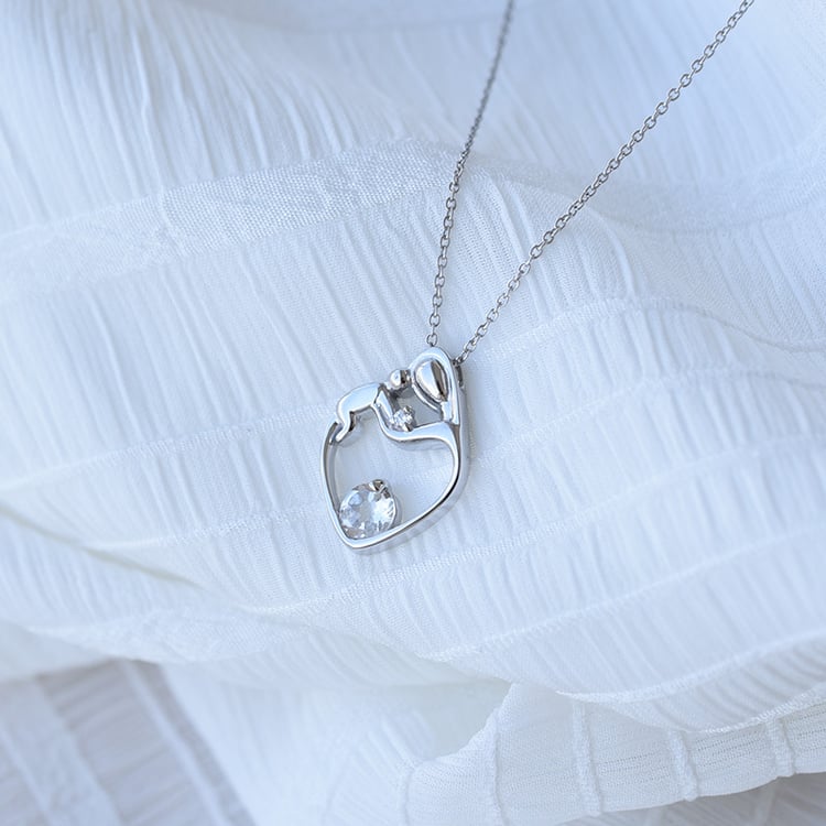 Platin-Anhänger Mutter und Kind mit GIA-zertifiziertem Diamant Ella 68956