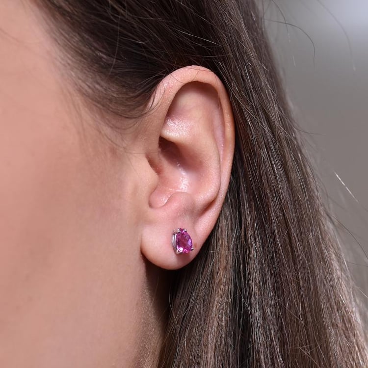 Goldene Ohrstecker mir rosa Saphiren Reata 9581