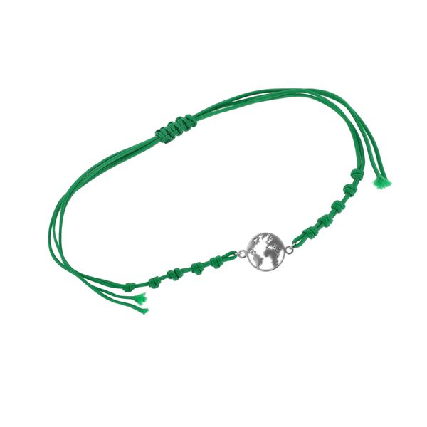Armband mit einem silbernen Anhänger in Form der Weltkarte Globe 108127