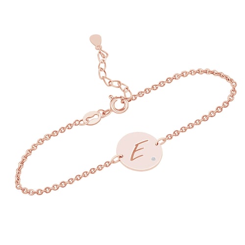 Silberarmband mit Diamant und Buchstabengravur Dian