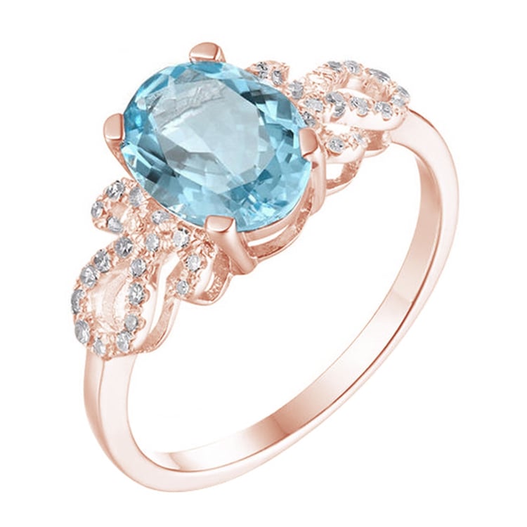Goldener Verlobungsring mit Aquamarin und Diamanten Donalda 104580