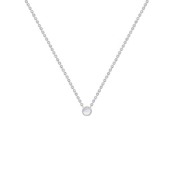 Silberne minimalistische Kette mit einem Mondstein Glosie