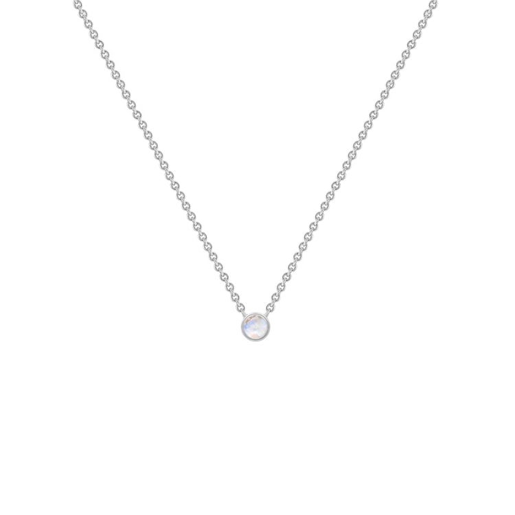 Silberne minimalistische Kette mit einem Mondstein Glosie