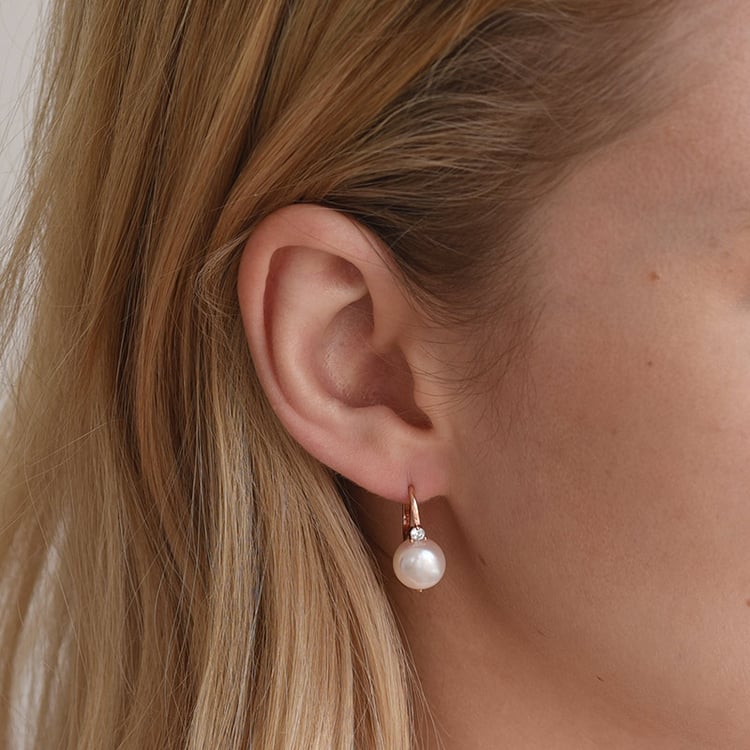 Vergoldete Hängeohrringe mit Perlen und Zirkonia Lauretta 65326