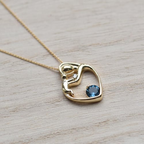 Anhänger Mutter und Kind mit Topas und Diamanten Ella