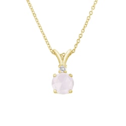 Goldener Anhänger mit Rosenquarz und Diamant Timotei