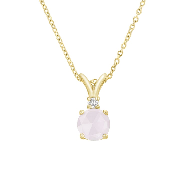 Goldener Anhänger mit Rosenquarz und Diamant Timotei