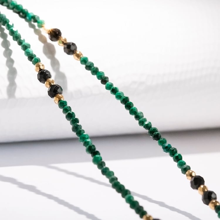 Vergoldete Kette aus Silber mit Malachit-Perlen Leonica 115659