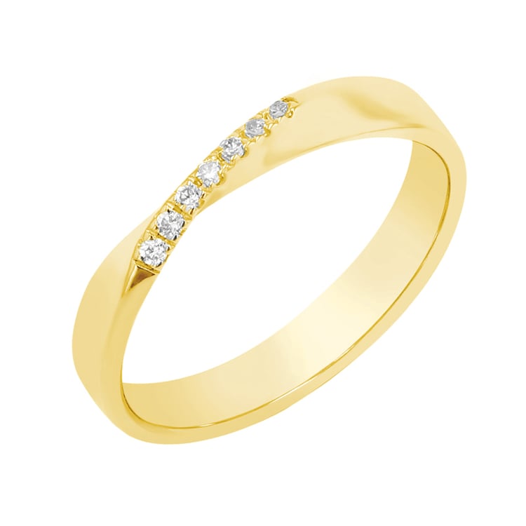 Goldene Eheringe mit Twist und Lab Grown Diamanten Lasha 124398