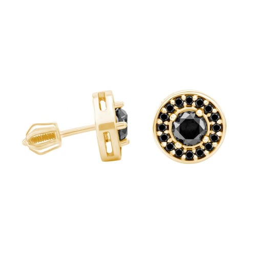 Goldene Ohrstecker mit schwarzen Diamanten Zulfikar