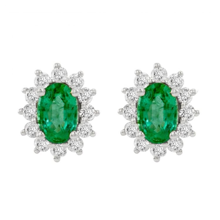 Goldene Smaragdohrringe mit Diamanten Mariell 10266