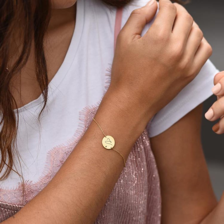 Goldenes Armband mit blauem Diamanten und Gravur Dian 115284