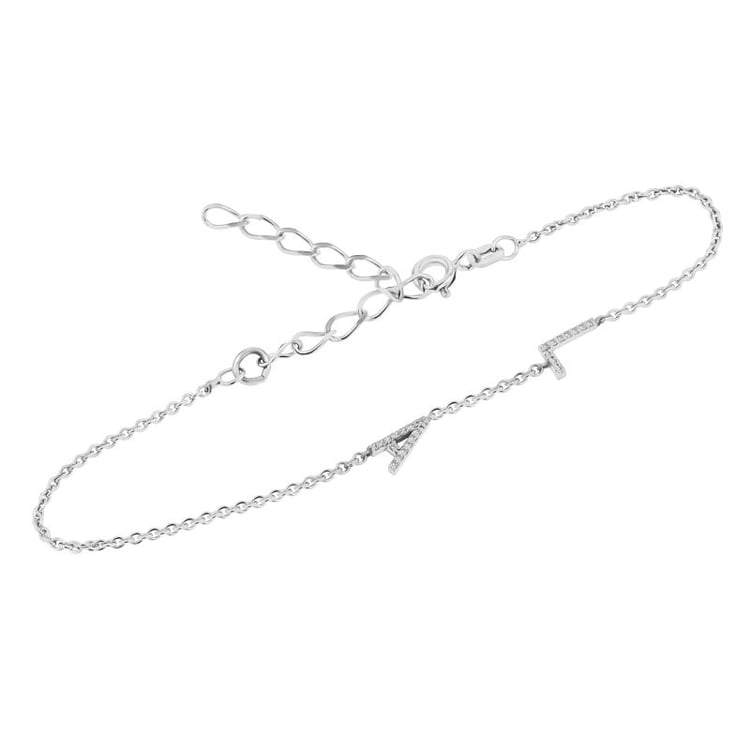 Silbernes Armband mit zwei Buchstaben und Lab Grown Diamanten Annika 152308