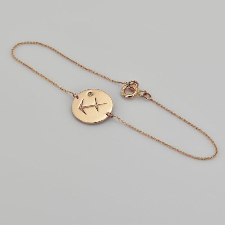 Goldarmband Sternzeichen Schütze und Olivin 38666