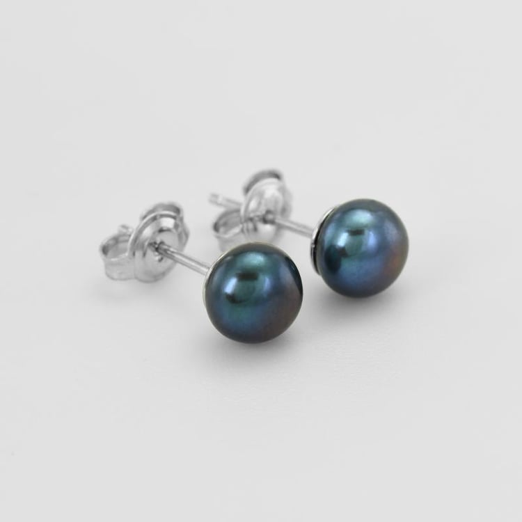 Silbernes Schmuckset mit schwarzen Perlen Emerson 52845