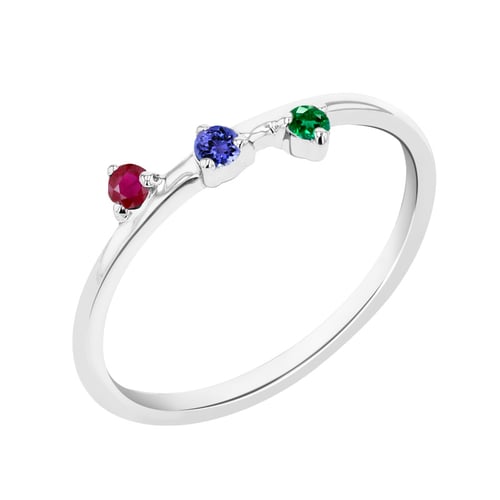 Minimalistischer Ring mit drei Edelsteinen Ihrer Wahl Idalia