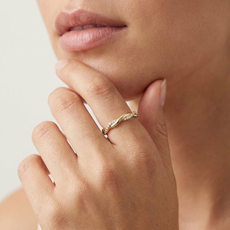 Gewundener Scheidungsring mit Lab Grown Diamanten Indra 166480