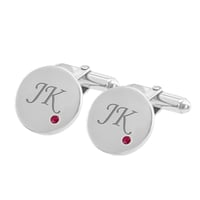 Rubin-Manschettenknöpfe aus Silber mit Gravur Fanny