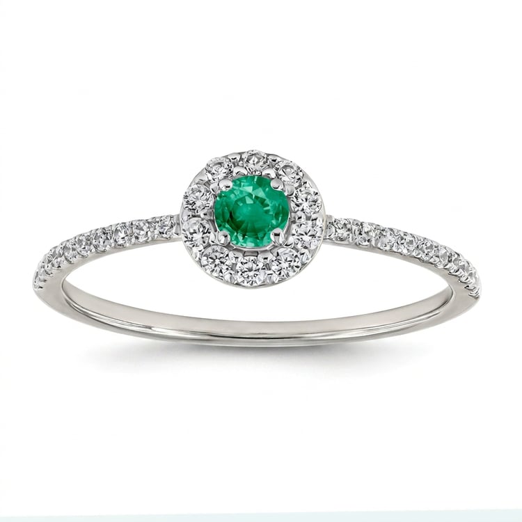 Silber Halo-Ring mit Smaragd und Lab Grown Diamanten Lys 169426