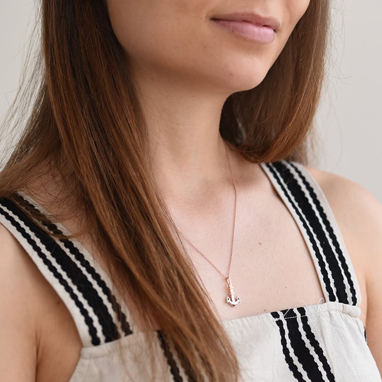 Silberner Anhänger Anker mit Lab Grown diamanten Anchor 104282