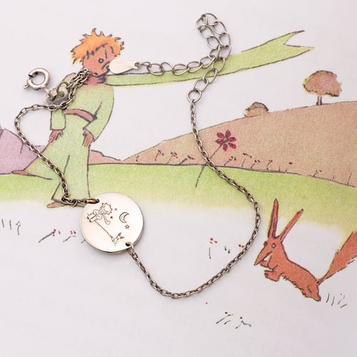Silbernes Armband Der Kleine Prinz mit Fuchs und Gravur