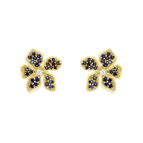 Blumenohrringe mit Saphiren und Diamanten Eavan