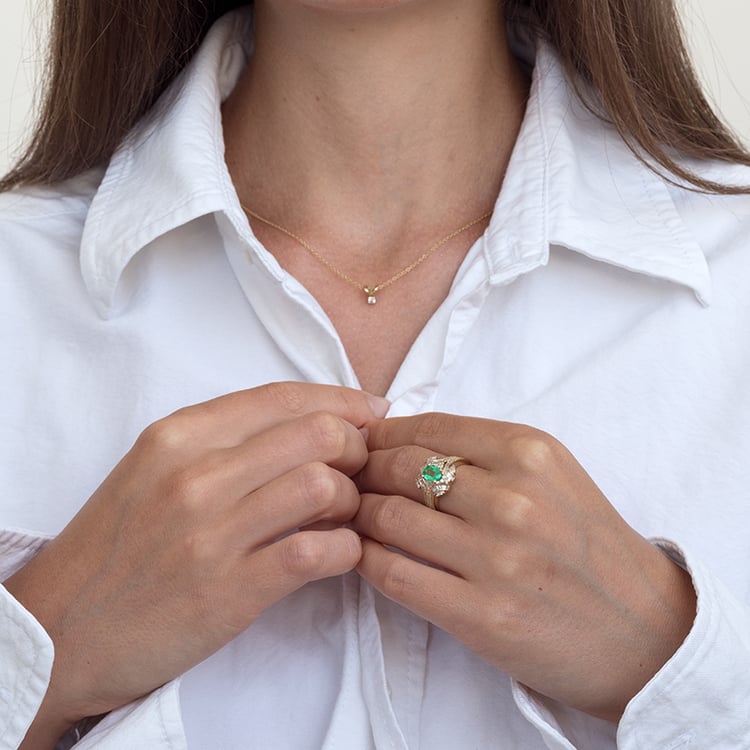 Goldring mit ovalen Smaragden und Diamanten Zane 126344