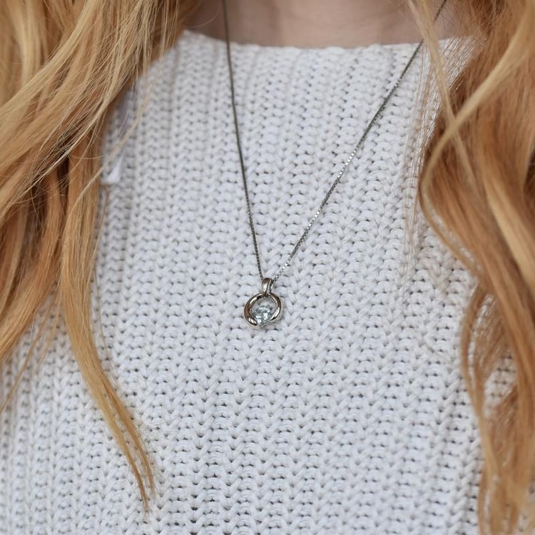 Silberne Umlaufbahn mit Aquamarin in der Mitte Starcley 28606