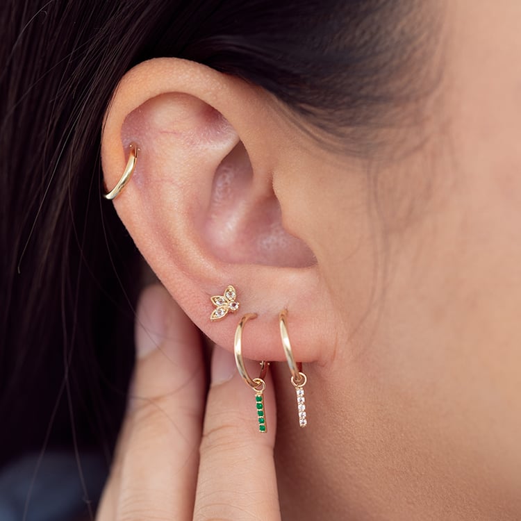 Goldene Hängeohrringe mit Smaragden Elaine 124532