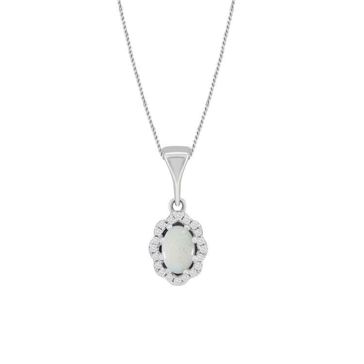 Anhänger mit Opal und Halo bezetzten Diamanten Jayme