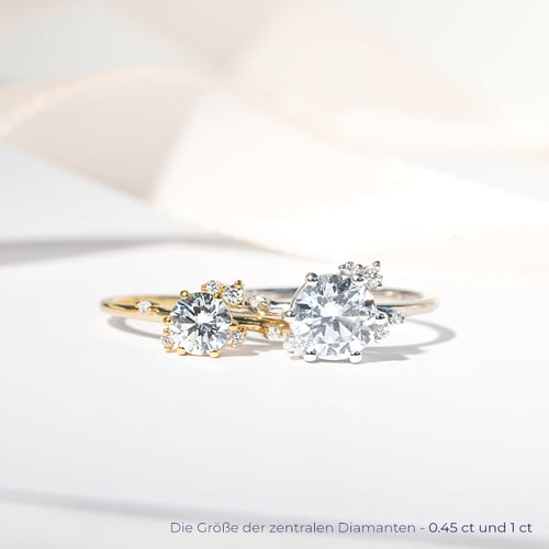 Cluster Verlobungsring mit Diamanten Rosa
