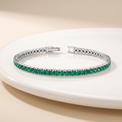 Elegantes silbernes Armband mit simulierten Smargden Rachel