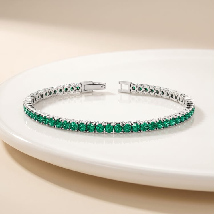 Elegantes silbernes Armband mit Smargden Rachel 167020