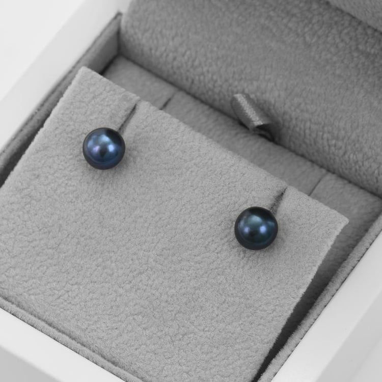 Silbernes Schmuckset mit schwarzen Perlen Emerson 52846