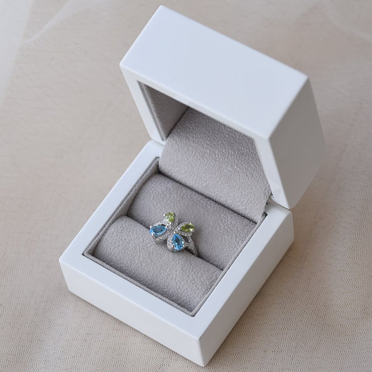 Silberring mit Schmetterlings, Olivinen und Topasen Lajes 65391