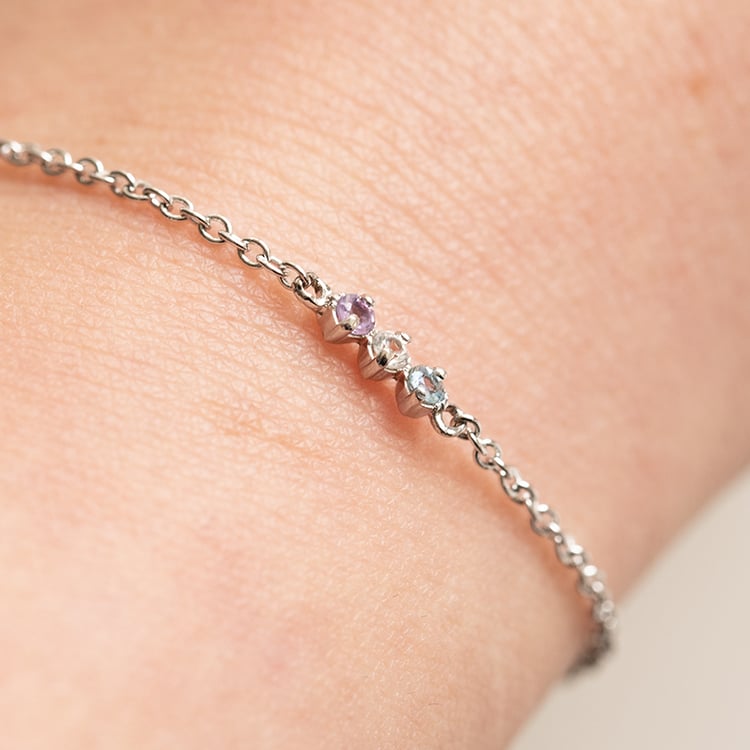 Silbernes Armband mit Amethyst, Saphir und Topas Joe 138094