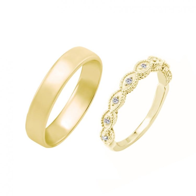 Eheringe aus Eternity-Ring mit Lab Grown Diamanten und einem breiten Komfort-Ring Payne 102325