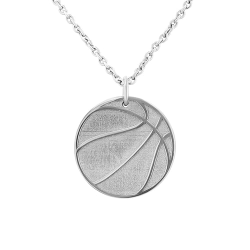 Silberner Anhänger Basketball mit Gravur Ihrer Wahl Basket