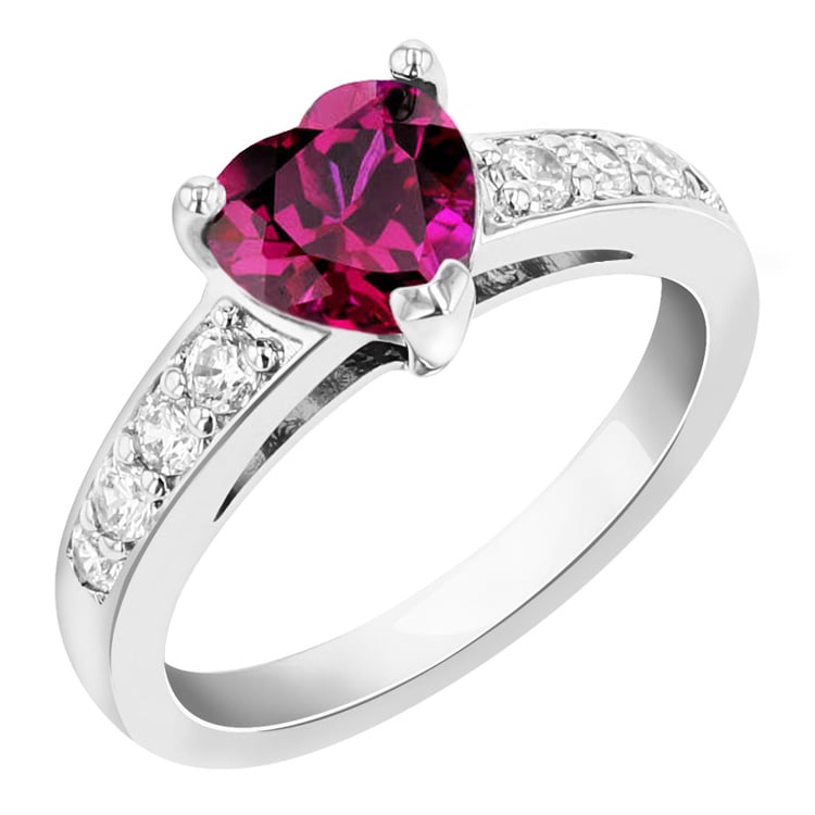 Silberring mit Rubin in Herzform Bailey