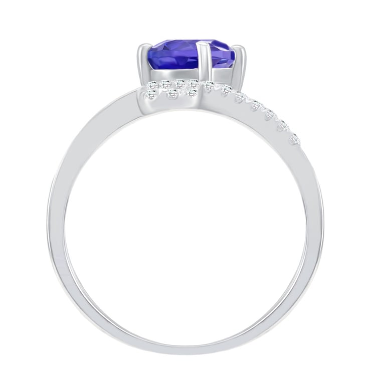 Goldener Ring mit Tansanit-Träne und Diamanten Cael 39362