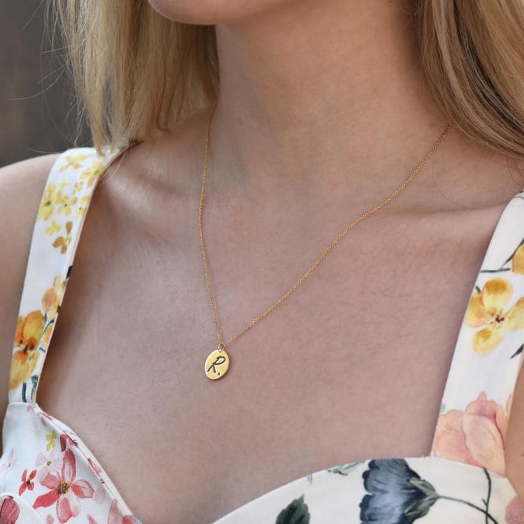 Goldanhänger mit blauen Diamanten und Buchstabe Gravur Sager 39614