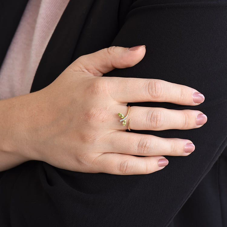 Zarter Ring mit grünen Amethysten und Diamanten Viktor 86780