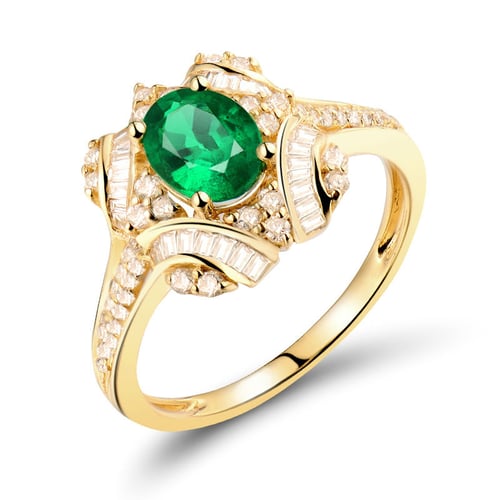 Goldring mit ovalen Smaragden und Diamanten Zane