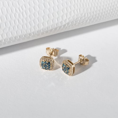 Ohrstecker mit blauen und weißen Diamanten Anya