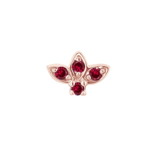 Goldener Piercing Ohrstecker mit Rubinen Amina