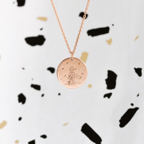 Anhänger Der Kleine Prinz mit Rose und Gravur