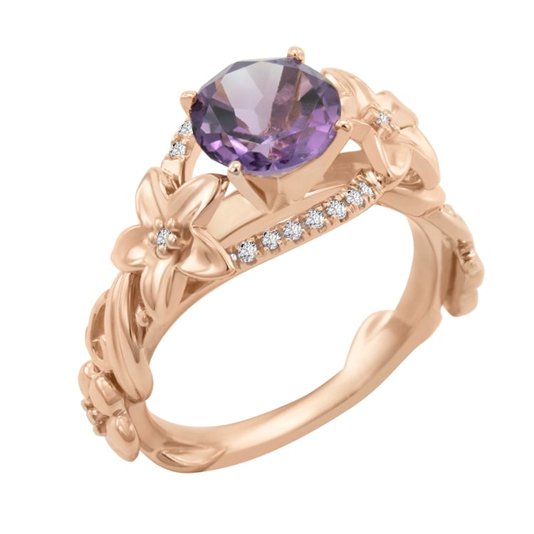 Goldener Rting mit Amethyst und Diamanten Dinis
