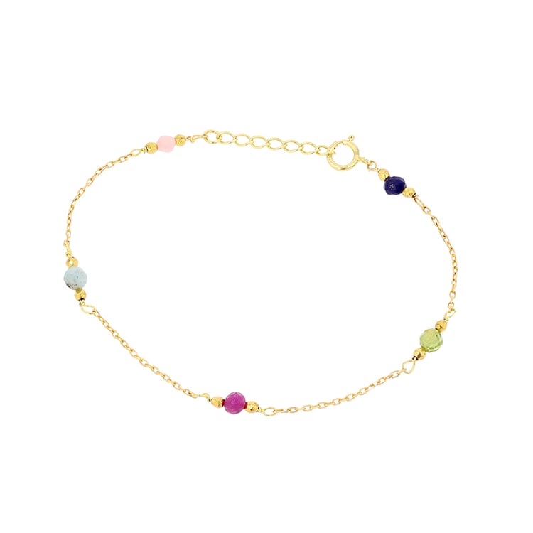 Vergoldete Silberarmband mit Perlen aus Edelsteinen Erika