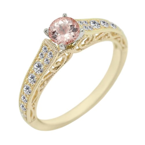 Verlobungsring im Vintage-Stil mit Morganit und Diamanten Keran